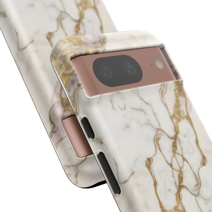 Elegant White and Gold Marble Case Design