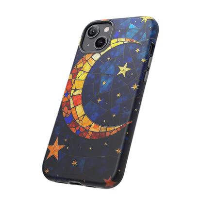Celestial Crescent: Vibrant Moon and Stars Phone Case