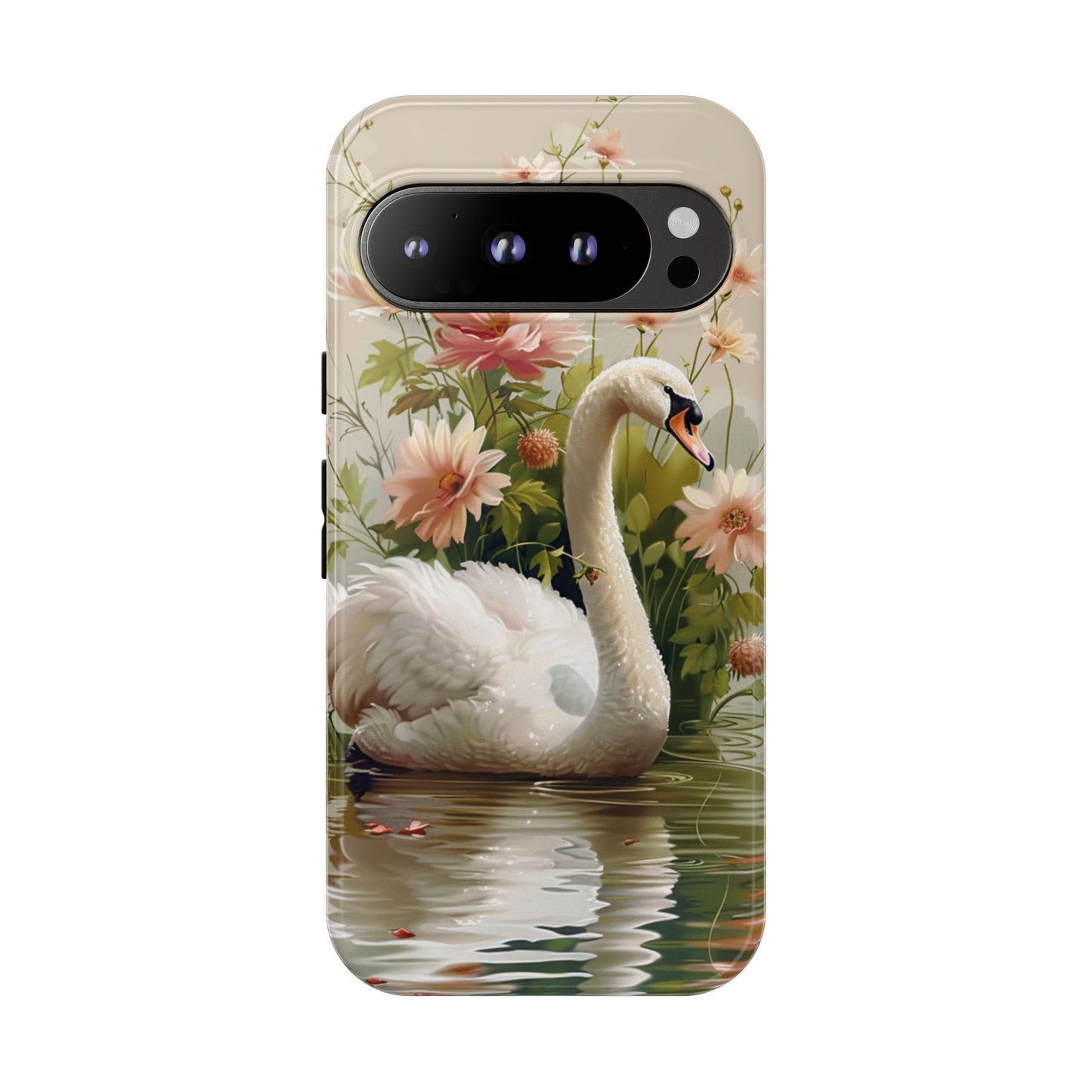 Floral Swan Phone Case – Bird Phone Case, Elegant & Protective for iPhone, Samsung & Google Pixel