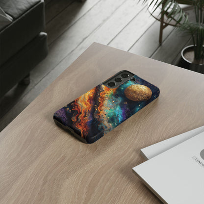 Cosmic Abstract Artwork With Dynamic Swirling Fluid Patterns phone case design.