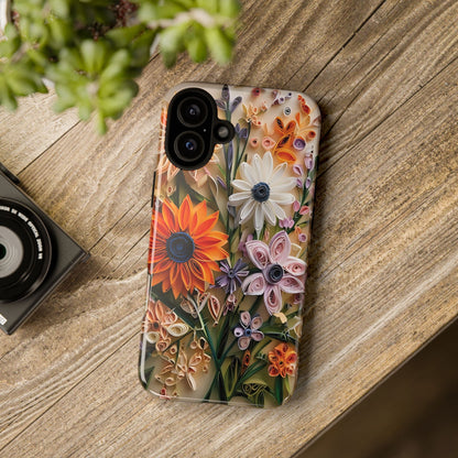 Intricate Quilled Floral Artwork In Vibrant Colors phone case design.