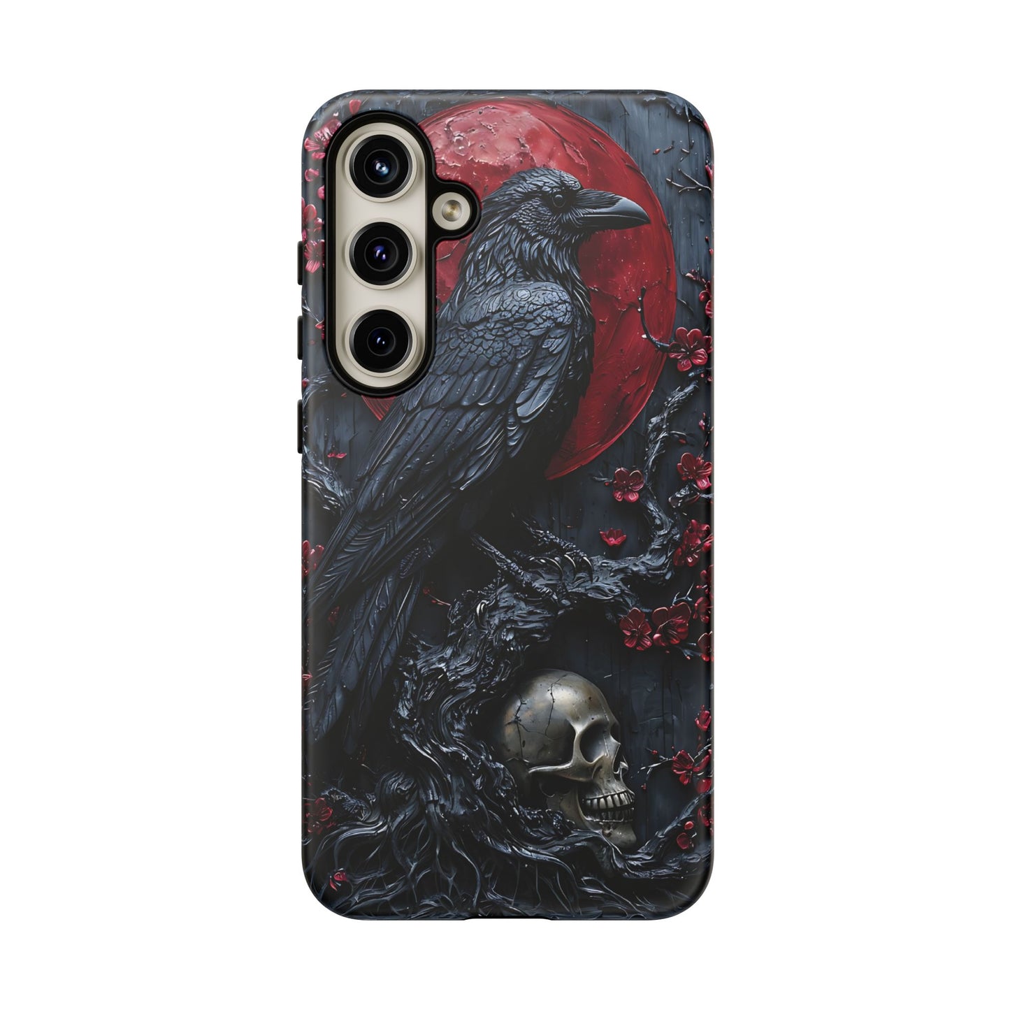 Gothic Sculpture Of Raven On Charcoal Tree Branch phone case design