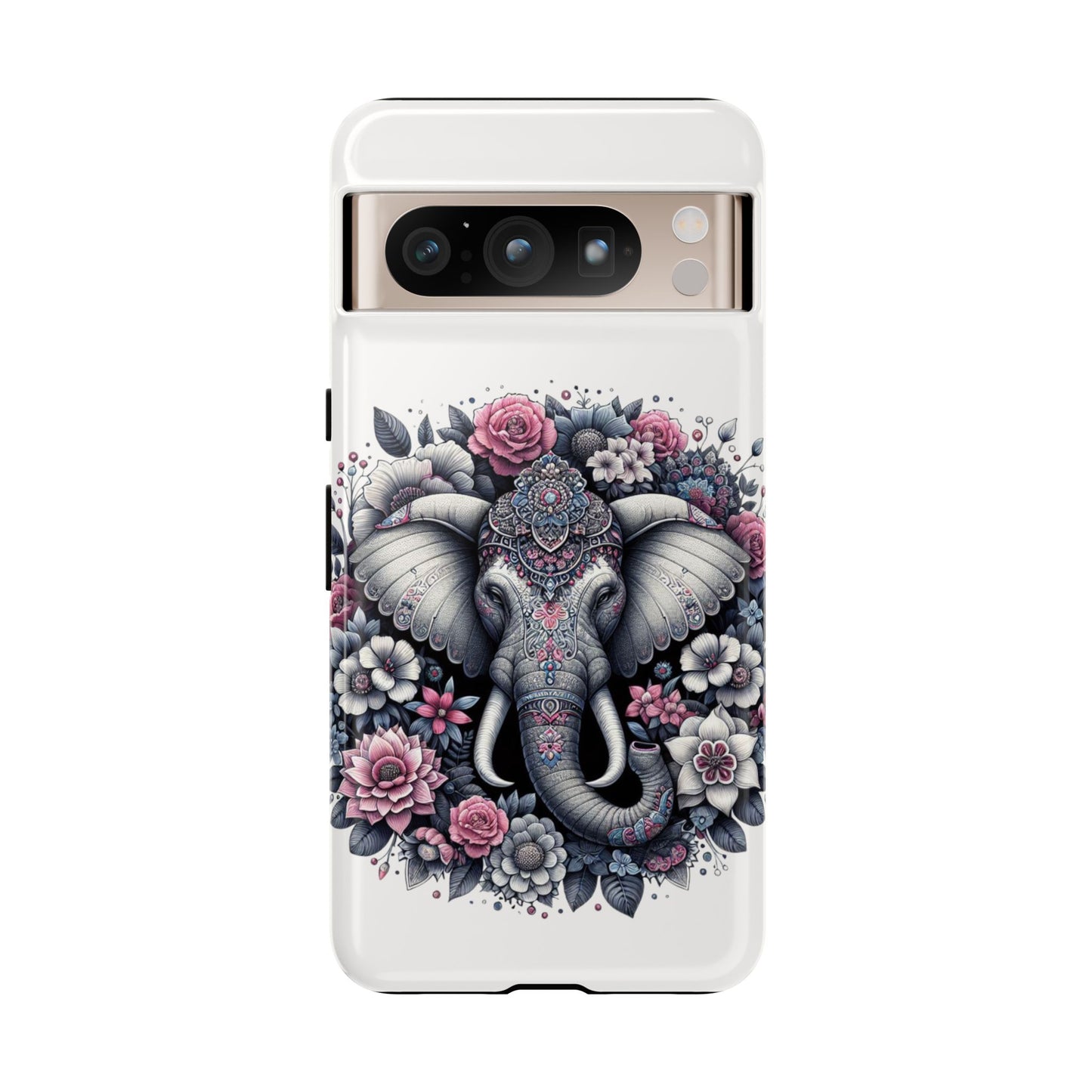 Ornate Floral Elephant Mobile Cover – Elegant Bohemian Art