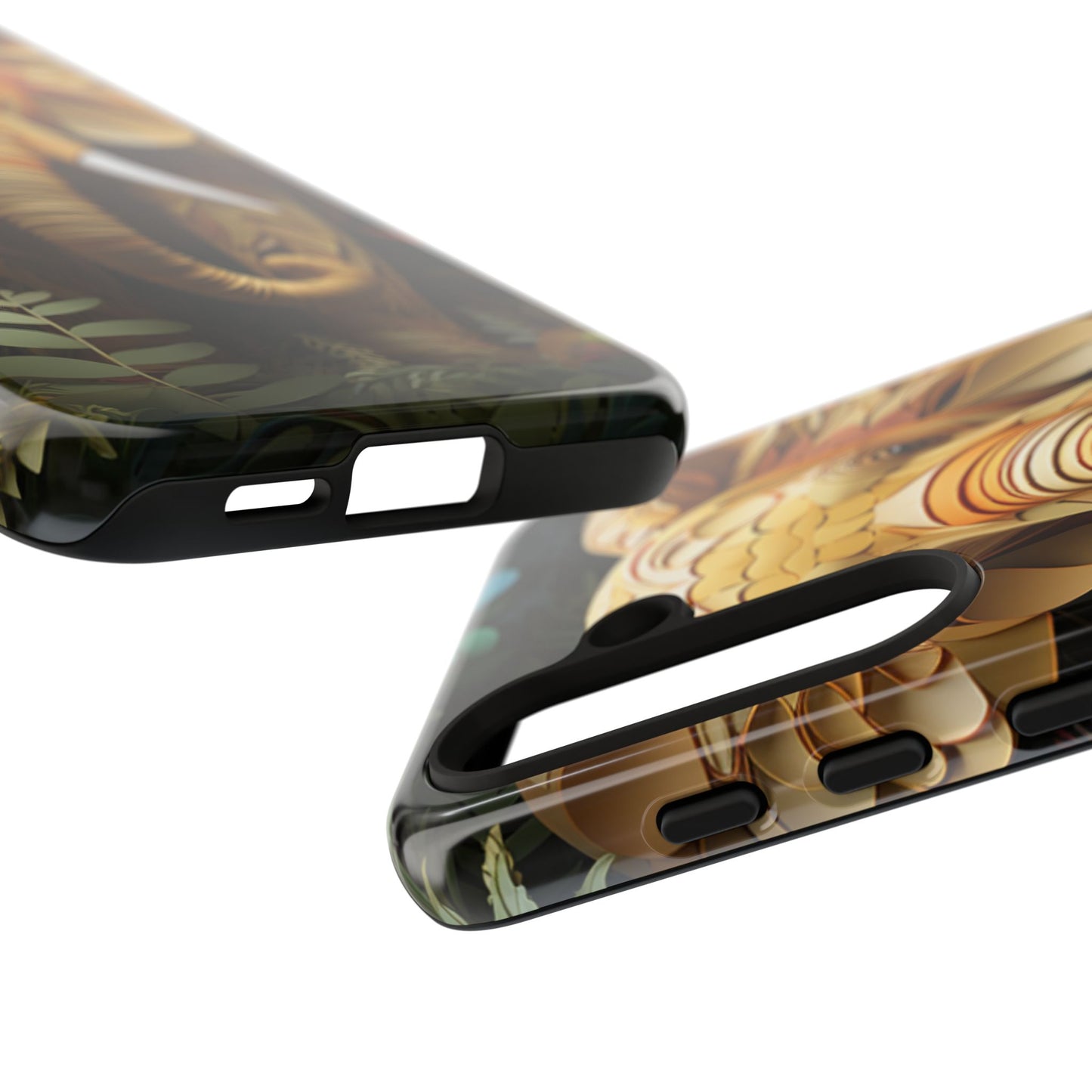 Golden Jungle Elephant Mobile Cover – Intricate Paper Art Design