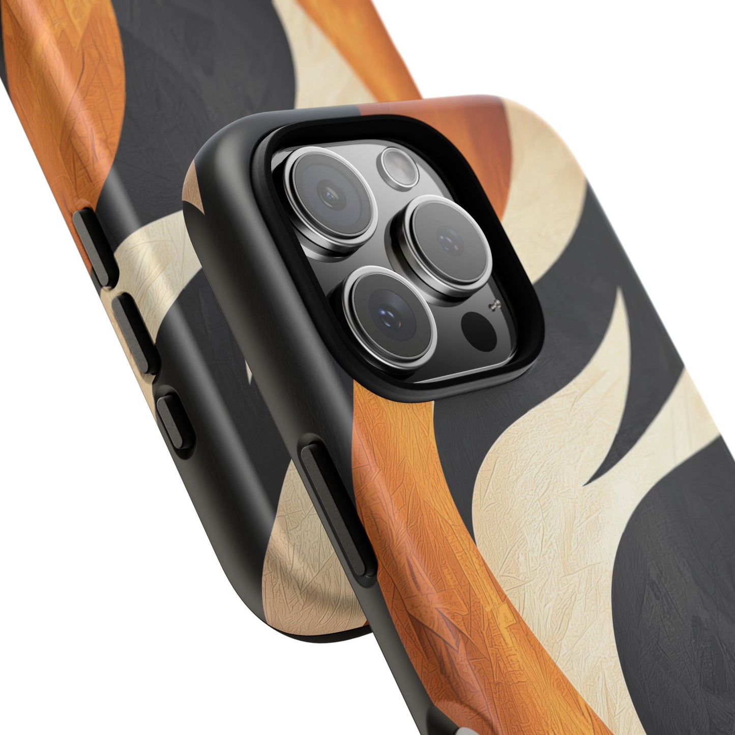 Bold Tiger Stripes Phone Case – Black, Orange & Cream for iPhone, Samsung & Google Pixel