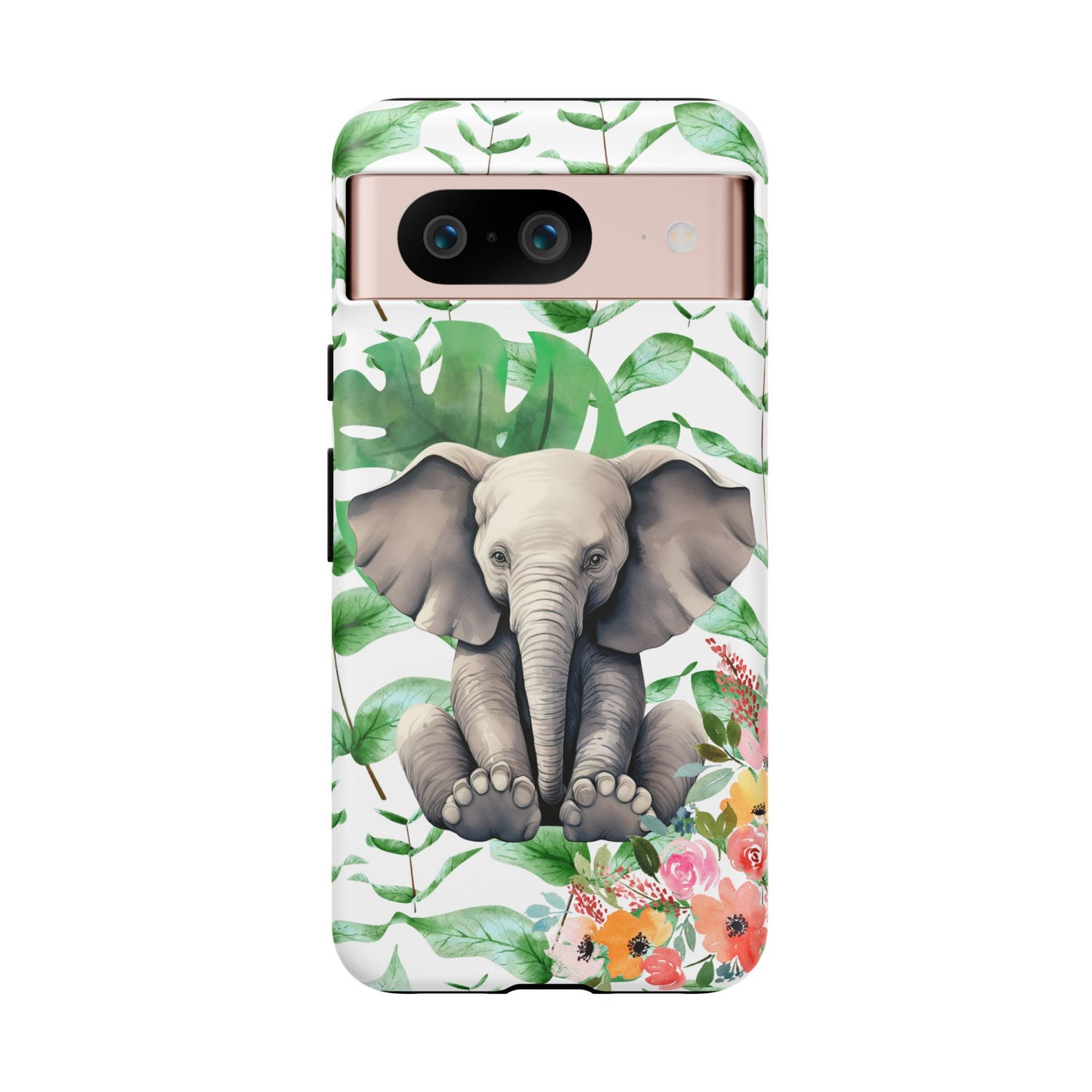 Cute Baby Elephant Mobile Cover – Floral & Tropical Aesthetic