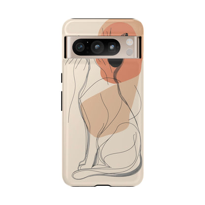 Graceful Cat Outline: Abstract Whiskered Beauty Phone Case for iPhone, Samsung & Pixel