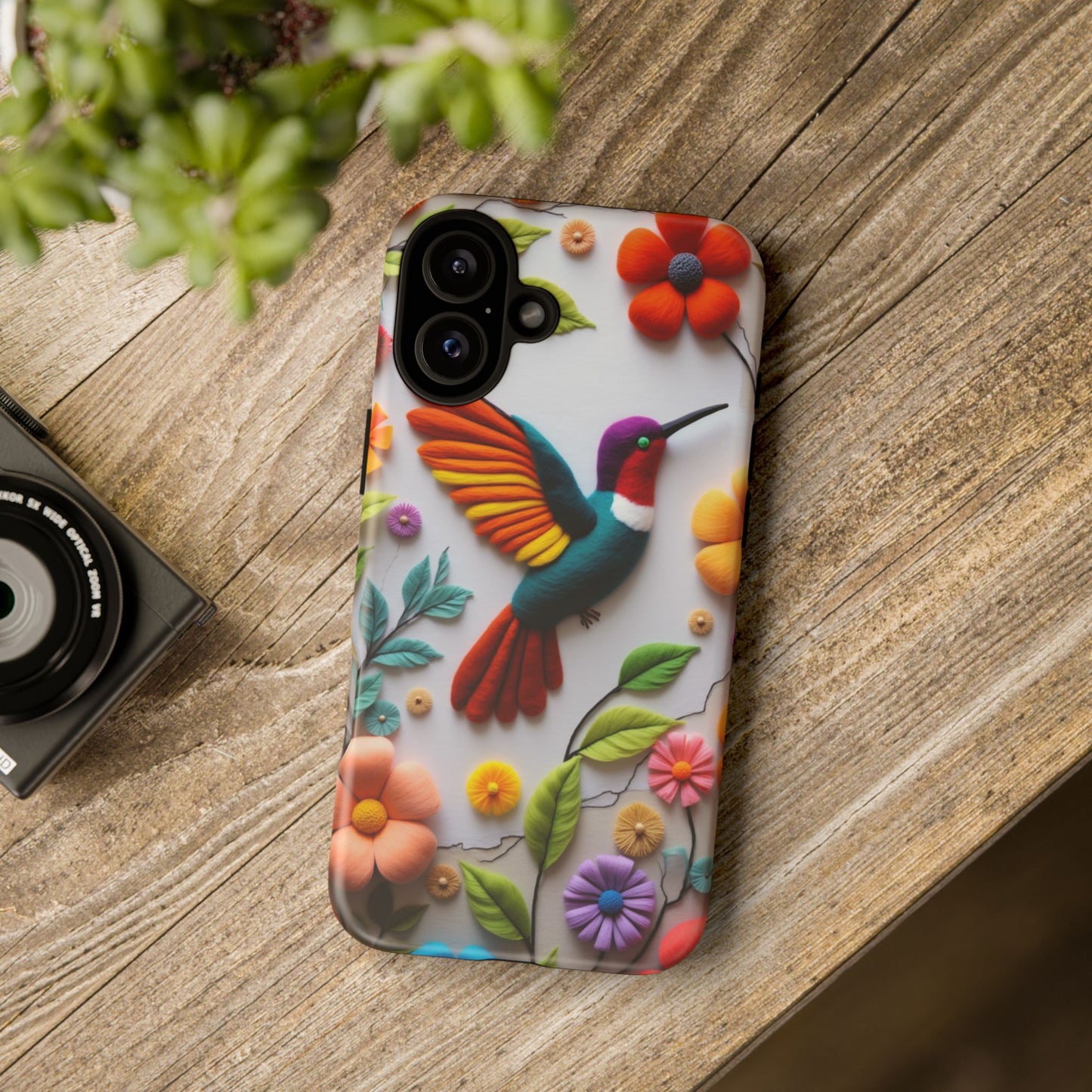 Embroidered Hummingbird with Floral Design | Nature's Elegant Stitch | iPhone 16 Pro