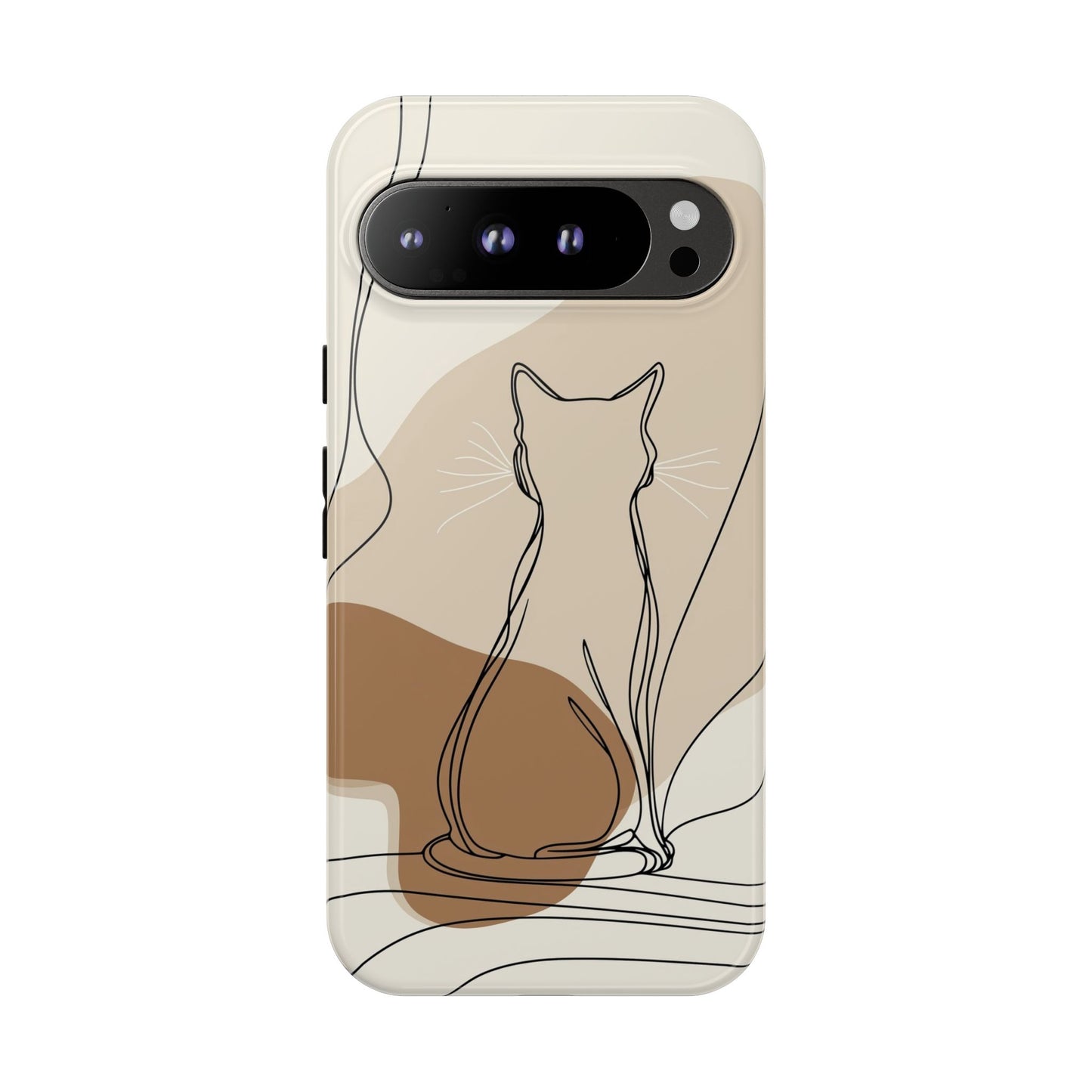 Minimalist Cat Silhouette: Elegant Line Art Phone Case for iPhone, Samsung & Pixel