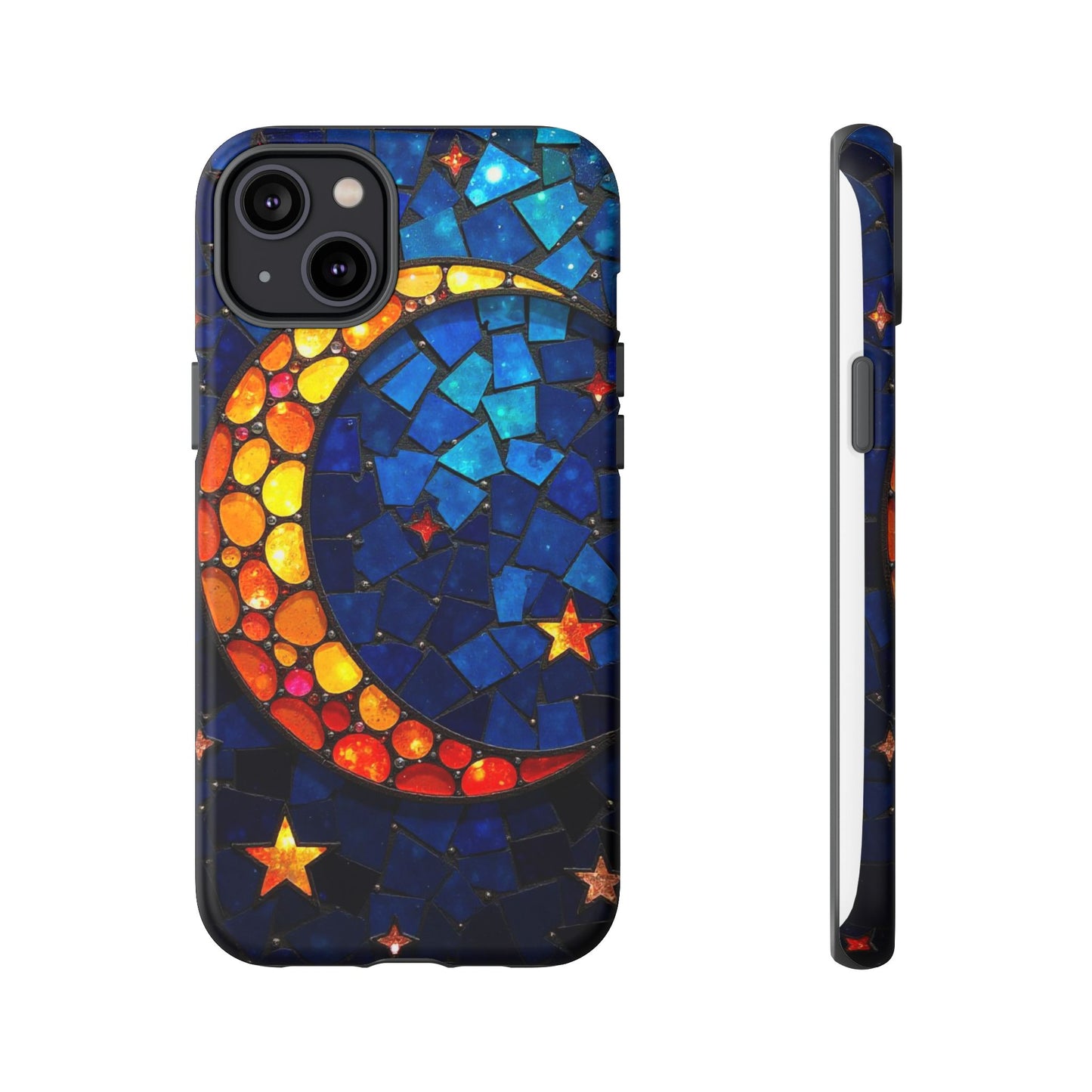 Lunar Glow: Vibrant Moon and Starry Night