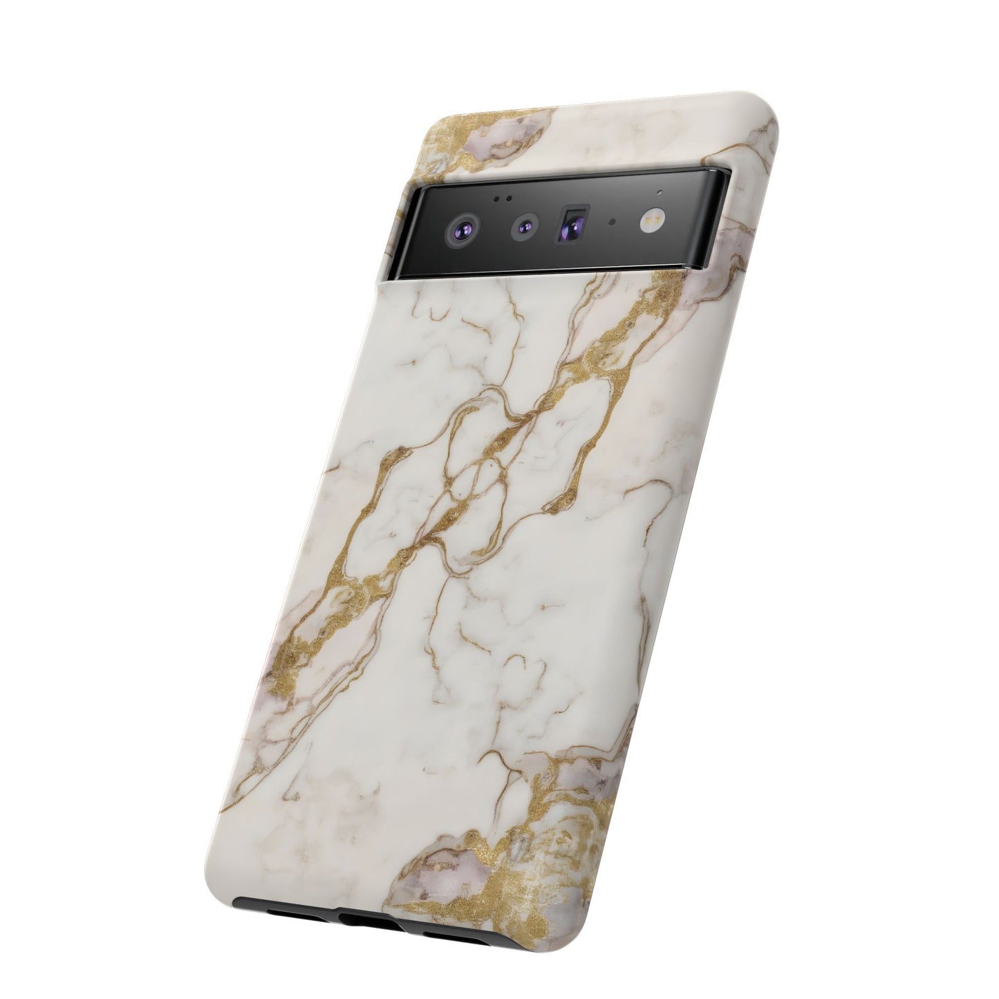Elegant White and Gold Marble Case Design