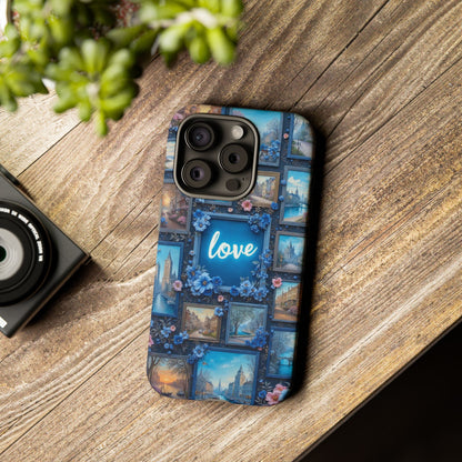 Blue Floral Love Frame Phone Case