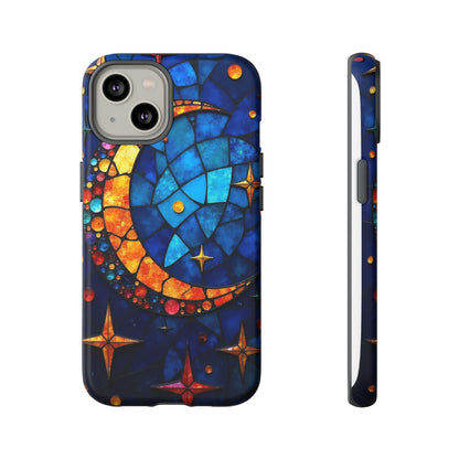 Celestial Crescent: Moon and Stars in Color