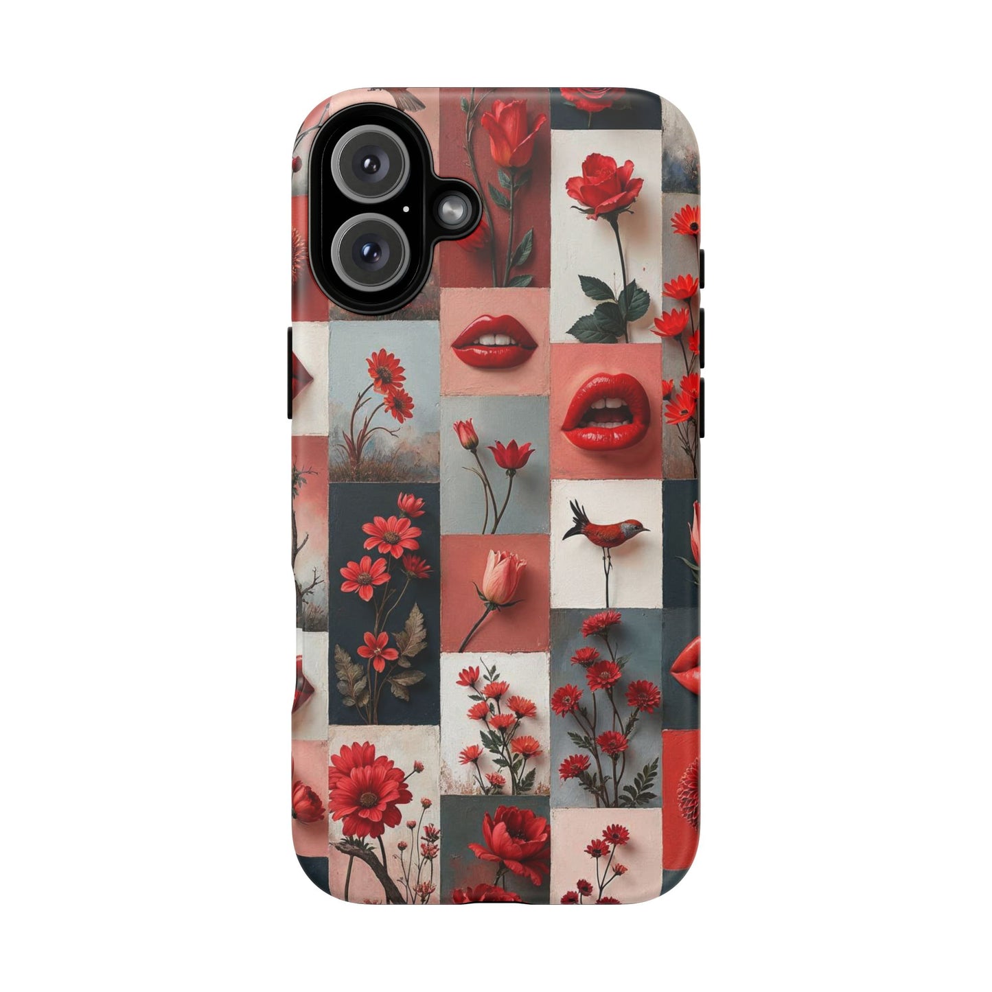 Red Flowers & Lips Collage Phone Case