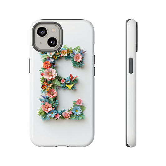 Floral Letter E Phone Case – Personalized Aesthetic Cover for iPhone, Samsung & Google Pixel