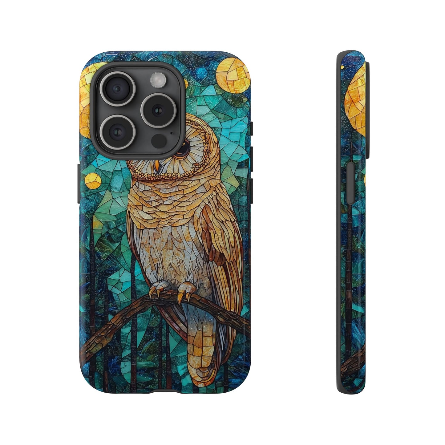 Nocturnal Wisdom – Stained Glass Owl Phone Case for iPhone, Samsung & Pixel