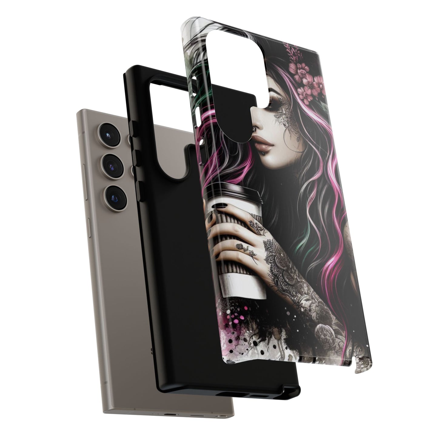 Tattooed Serenity – Gothic Coffee Lover Mobile Cover