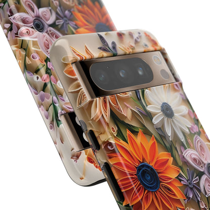 Intricate Quilled Floral Artwork In Vibrant Colors phone case design.