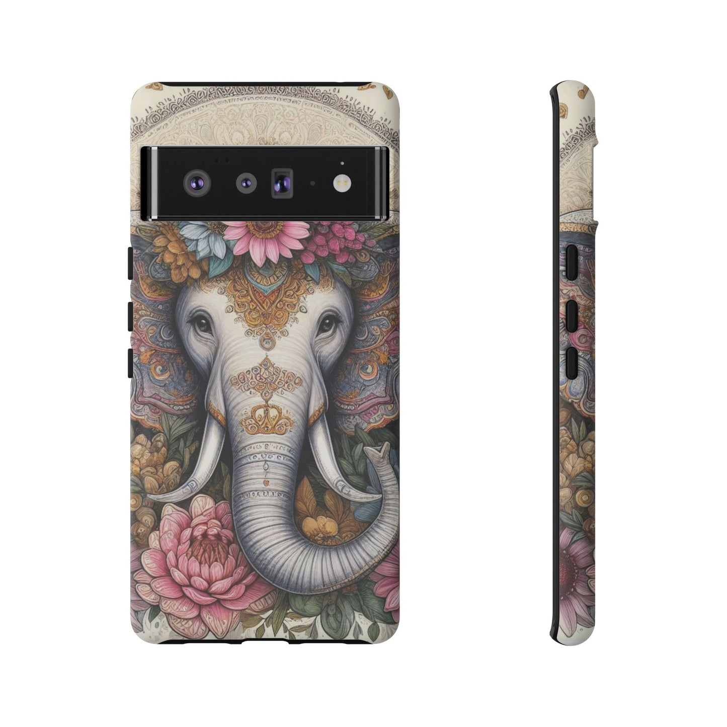 Elegant Floral Elephant Mobile Cover – Royal Mandala Art