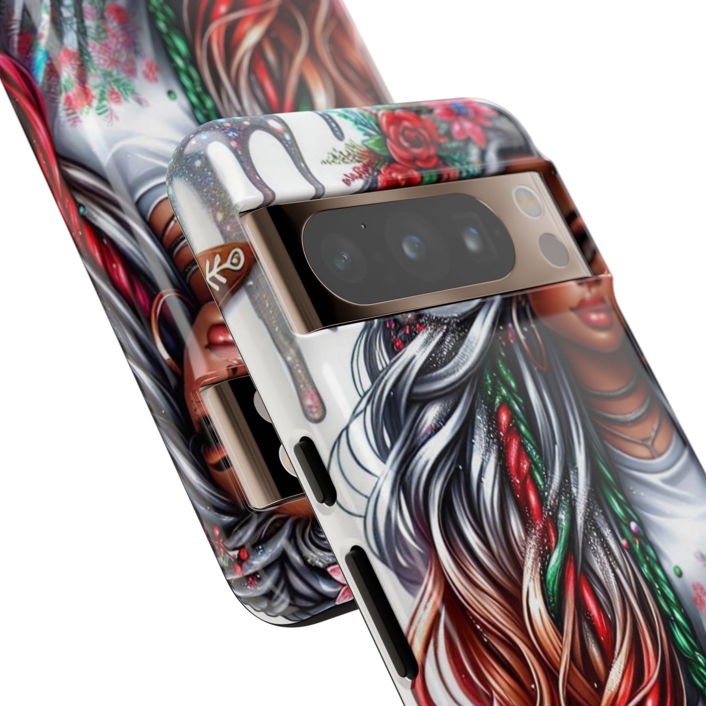 Festive Boho Queen – Holiday Glow & Candy Cane Braids Mobile Cover