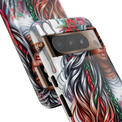 Festive Boho Queen – Holiday Glow & Candy Cane Braids Mobile Cover