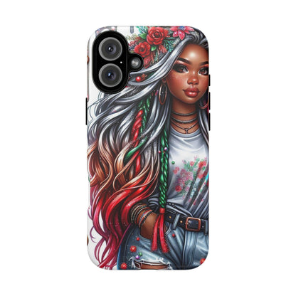 Festive Boho Queen – Holiday Glow & Candy Cane Braids Mobile Cover