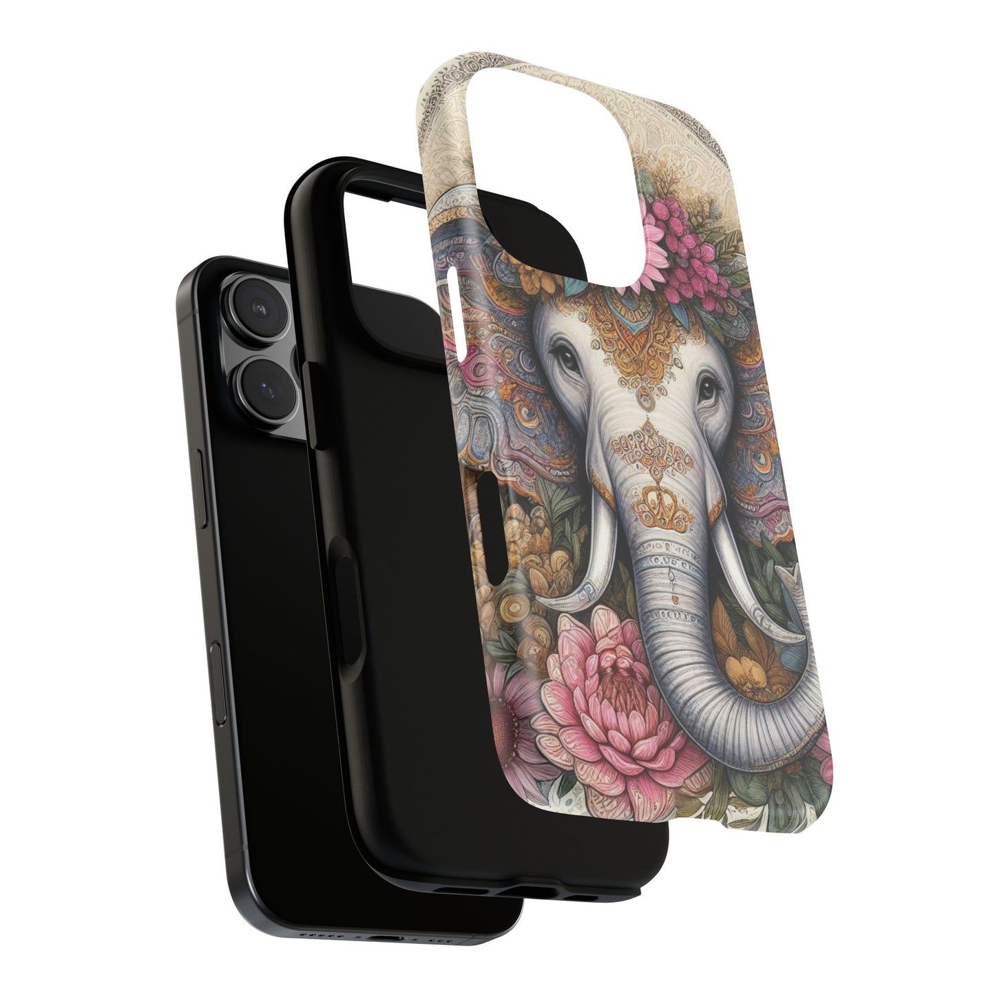 Elegant Floral Elephant Mobile Cover – Royal Mandala Art