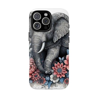 Mandala Elephant Mobile Cover – Elegant Black & White Floral Art