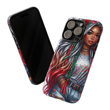 Festive Boho Queen – Holiday Glow & Candy Cane Braids Mobile Cover