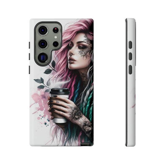 Boho Rebel – Vibrant Dreadlocks & Tattooed Coffee Lover Mobile Cover