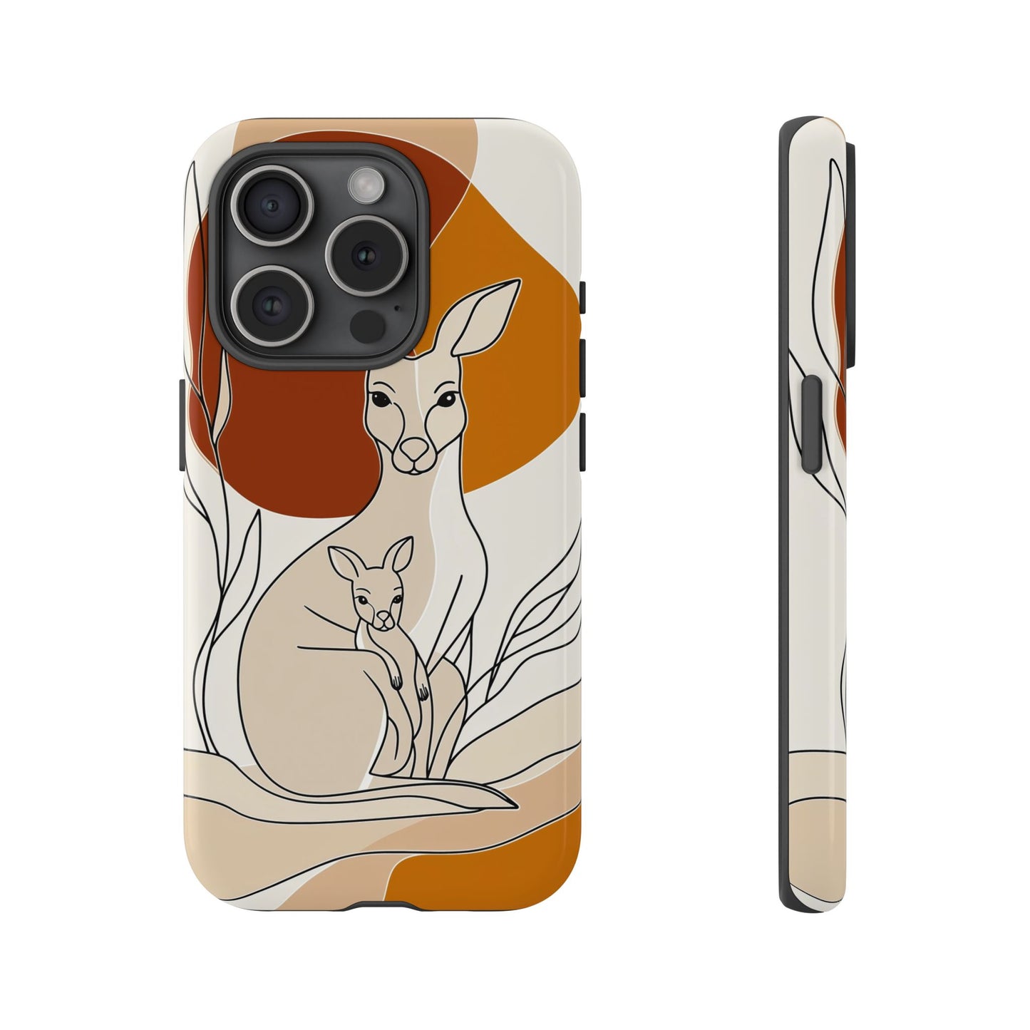 Outback Love: Kangaroo & Joey Line Art Phone Case for iPhone, Samsung & Pixel