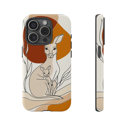 Outback Love: Kangaroo & Joey Line Art Phone Case for iPhone, Samsung & Pixel
