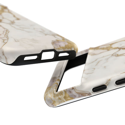 Elegant White and Gold Marble Case Design