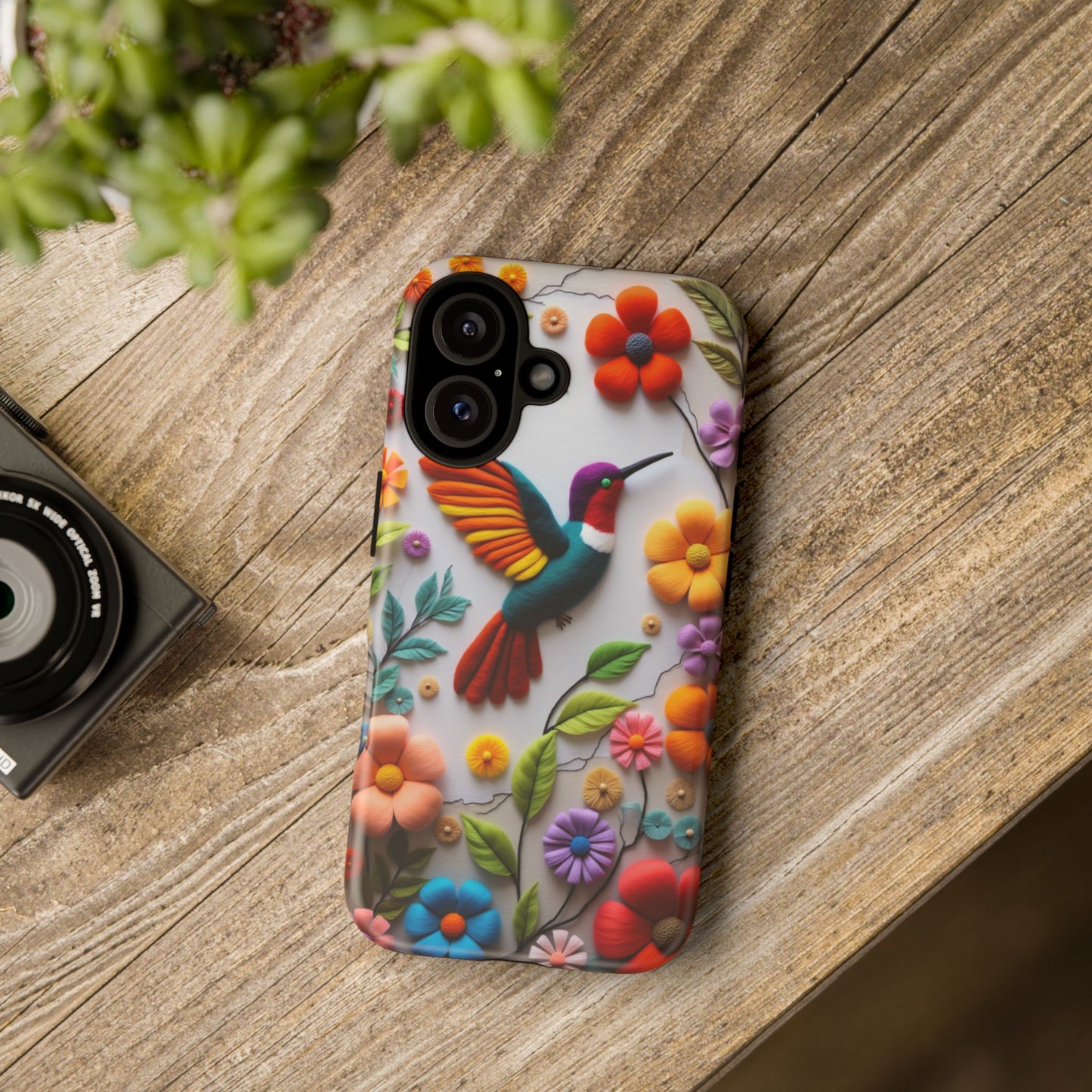 Embroidered Hummingbird with Floral Design | Nature's Elegant Stitch