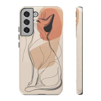 Graceful Cat Outline: Abstract Whiskered Beauty Phone Case for iPhone, Samsung & Pixel