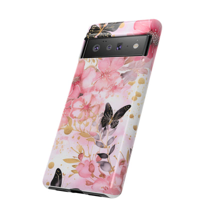 Pink Blossom & Gold Butterfly Mobile Case