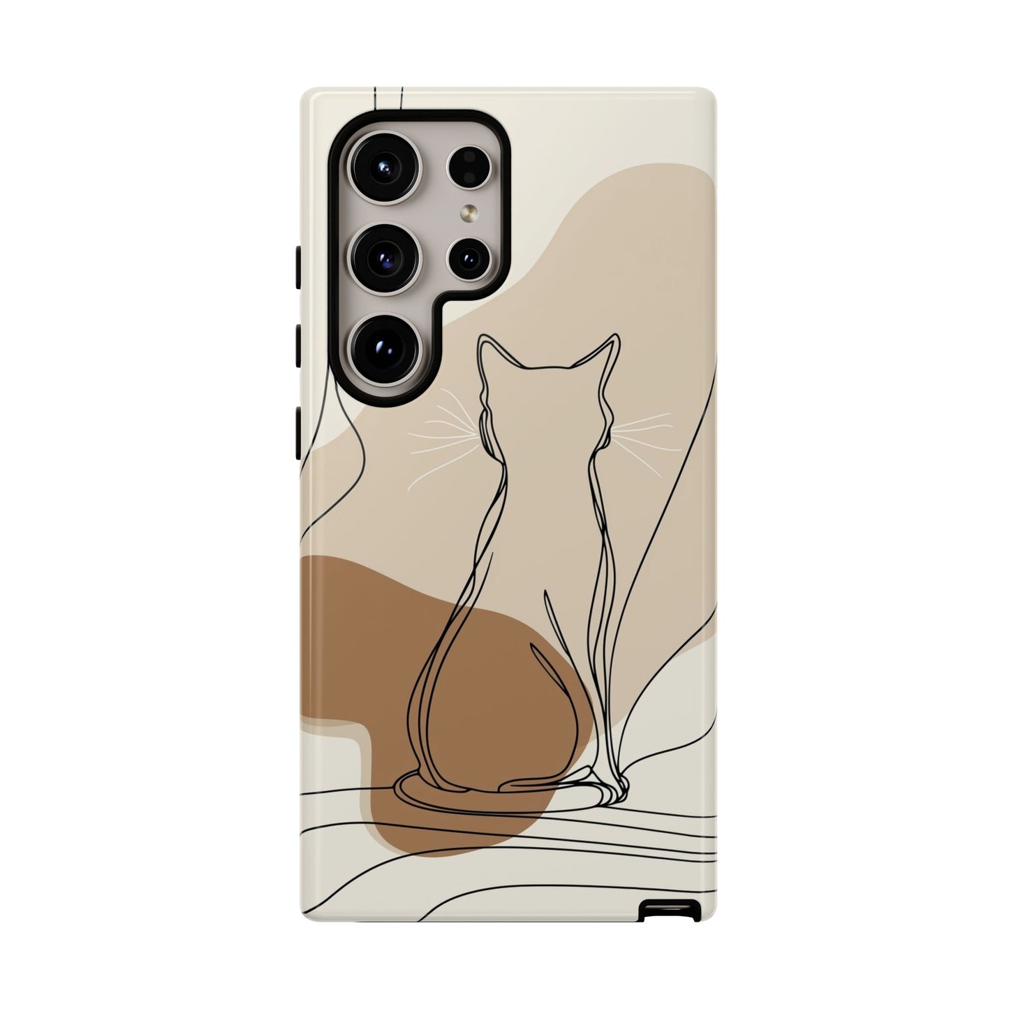 Minimalist Cat Silhouette: Elegant Line Art Phone Case for iPhone, Samsung & Pixel