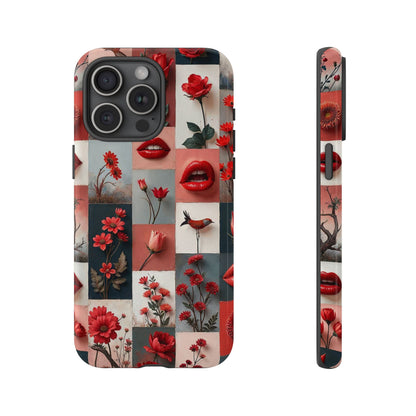 Red Flowers & Lips Collage Phone Case