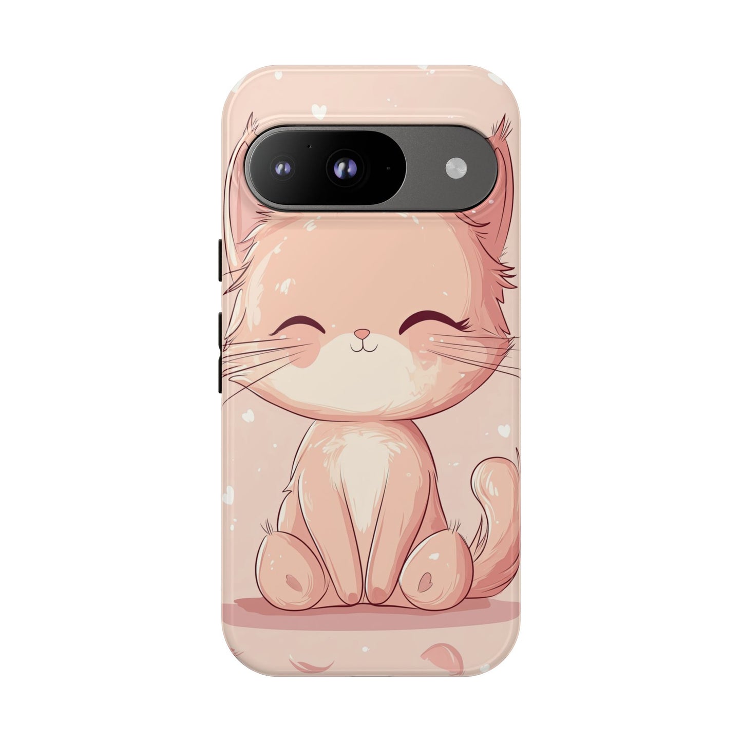 Kawaii Blush Kitty – Chibi Anime Cat Phone Case for iPhone, Samsung & Pixel