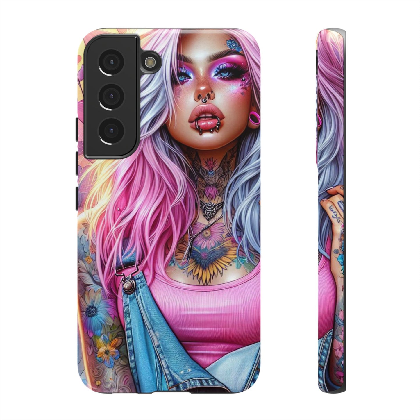 Sunset Glow – Pastel Punk & Floral Ink Mobile Cover