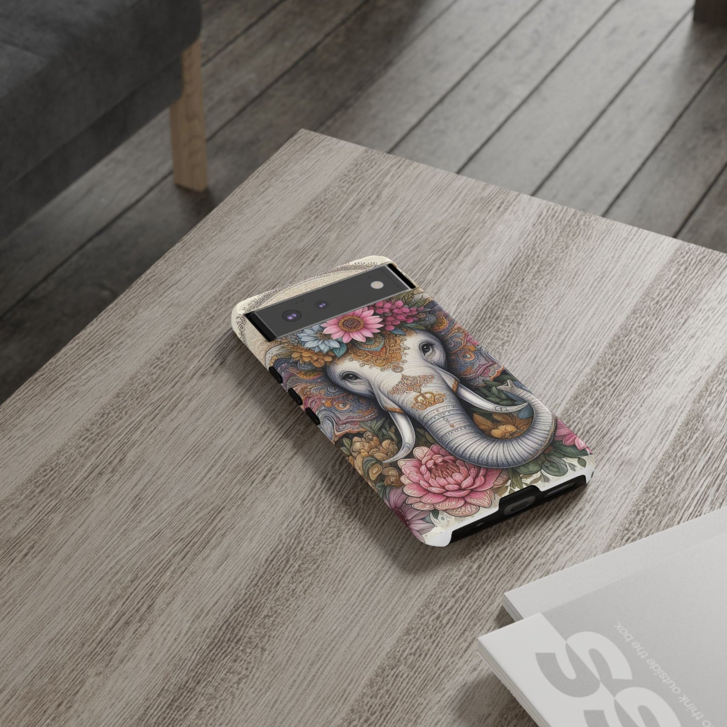 Elegant Floral Elephant Mobile Cover – Royal Mandala Art