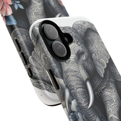 Mandala Elephant Mobile Cover – Elegant Black & White Floral Art