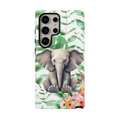 Cute Baby Elephant Mobile Cover – Floral & Tropical Aesthetic