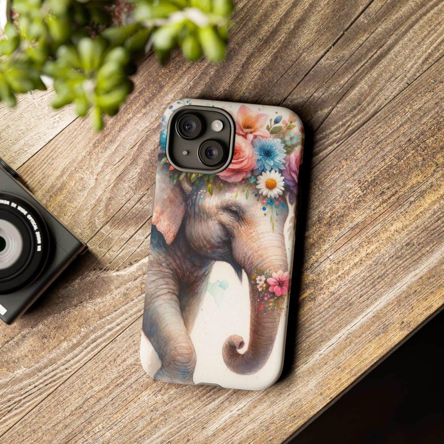 Joyful Floral Elephant Mobile Cover – Whimsical Watercolor Art