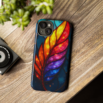 Vivid Feather: Stained Glass Abstract Art