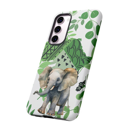 Playful Baby Elephant Mobile Cover – Tropical Boho Art
