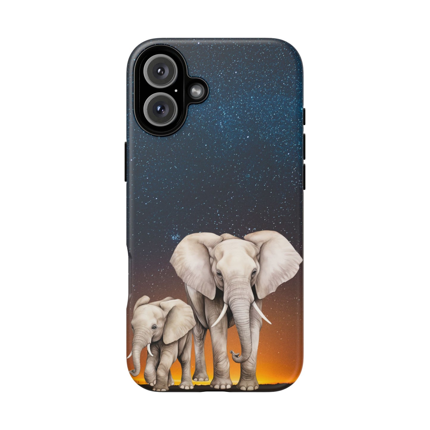 Starry Safari Elephant Family Mobile Cover – Cosmic Wildlife Aesthetic