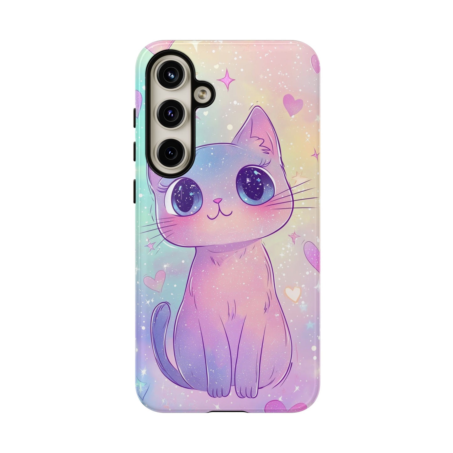 Cosmic Cat Phone Case – Sparkly Anime Aesthetic for iPhone, Google Pixel & Samsung