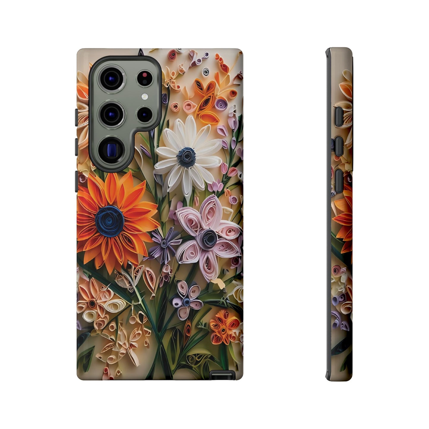 Intricate Quilled Floral Artwork In Vibrant Colors phone case design.