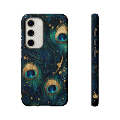 Elegant Peacock Feather Luxe Phone Case for iPhone, Samsung & Google Pixel